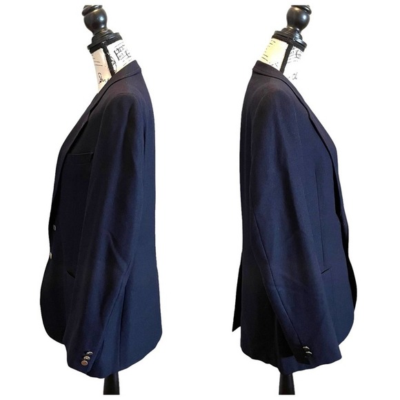 Harry Rosen Suit Jacket Blazer Navy Blue 42L Sport Coat Vintage Cambridge - Picture 3 of 12